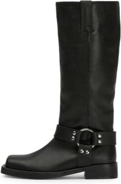 Womens Knee High Chunky Heel Boots | Square Toe Biker