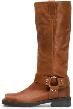 Womens Knee High Chunky Heel Boots | Square Toe Biker - 9.5, Brown