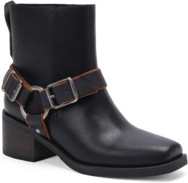 Women's Square Toe Western Biker Boots | Stacked Heel