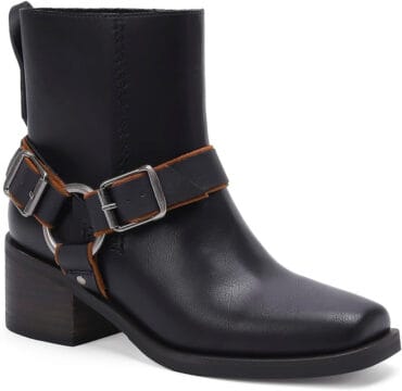 Women's Square Toe Western Biker Boots | Stacked Heel