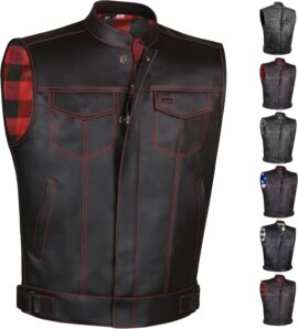 Men's SOA Club Style Leather Motorcycle Vest | Back Armor