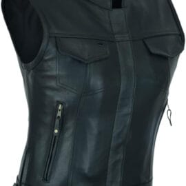 Women's Top Grain Leather Club Style Motorcycle Vest | Dream Apparel