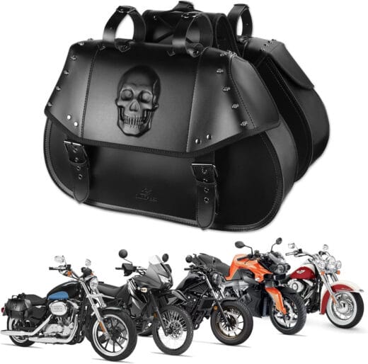 34L 3D Skull Motorcycle Saddlebags | Large Universal Side Bags