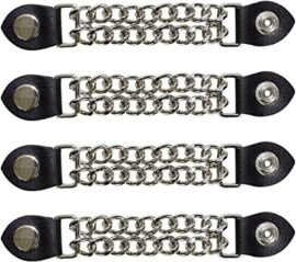 Dream Apparel 4-Piece Leather Vest Extender Set | Chrome Chain - Plain, Small-Medium