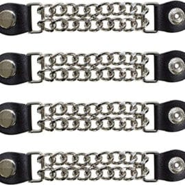 Dream Apparel 4-Piece Leather Vest Extender Set | Chrome Chain - Plain, Small-Medium