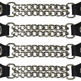 Dream Apparel 4-Piece Leather Vest Extender Set | Chrome Chain - Gold Star, Small-Medium
