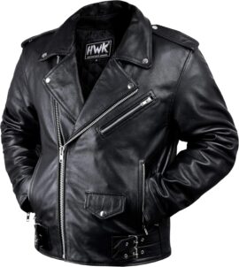 HWK Men's Brando Leather Motorcycle Jacket | CE Armored