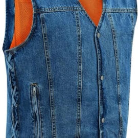 Vance Men’s V-Neck Premium Denim Motorcycle Vest | Concealed Carry