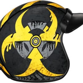 DOT Approved Low-Profile Motorcycle Half Helmet | Vintage Skull Cap - X-Small, Hi-Gloss Black, TOXIC