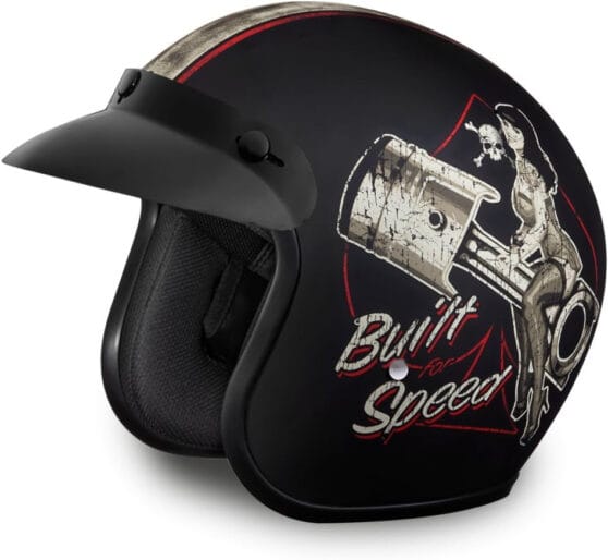 DOT Approved Low-Profile Motorcycle Half Helmet | Vintage Skull Cap - X-Small, Dull Black, Built For Speed