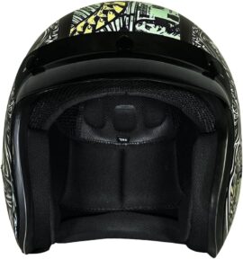 DOT Approved Low-Profile Motorcycle Half Helmet | Vintage Skull Cap - Large, Hi-Gloss Black, MONEY