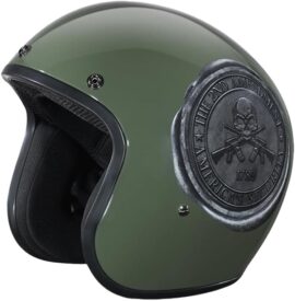 DOT Approved Low-Profile Motorcycle Half Helmet | Vintage Skull Cap - X-Small, Hi-Gloss Green, 2ND AMENDMENT SEAL