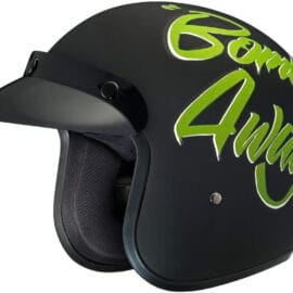 DOT Approved Low-Profile Motorcycle Half Helmet | Vintage Skull Cap - Small, Dull Black, Bombs Away