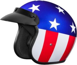 DOT Approved Low-Profile Motorcycle Half Helmet | Vintage Skull Cap - XX-Large, Hi-Gloss Black, Captain America