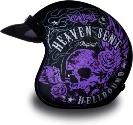 DOT Approved Low-Profile Motorcycle Half Helmet | Vintage Skull Cap - Large, Dull Black, Heaven Sent