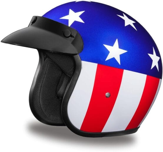 DOT Approved Low-Profile Motorcycle Half Helmet | Vintage Skull Cap - X-Small, Hi-Gloss Black, Captain America
