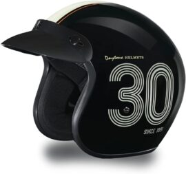 DOT Approved Low-Profile Motorcycle Half Helmet | Vintage Skull Cap - Medium, Dull Black, Daytona 30th
