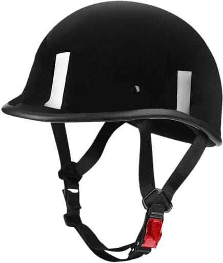 DOT Motorcycle Half Helmet – Vintage Low-Profile Skull Cap - X-Large, Gloss Black