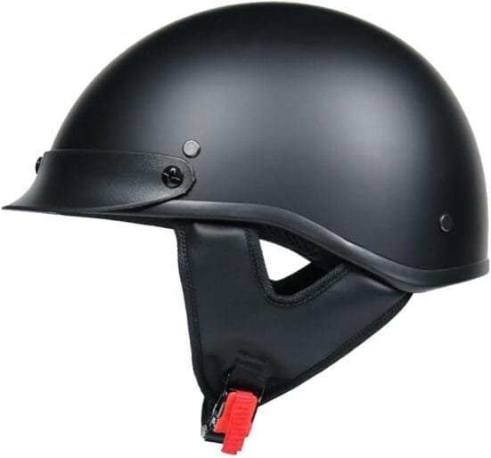DOT Motorcycle Half Helmet – Vintage Low-Profile Skull Cap - X-Large, Flat Black