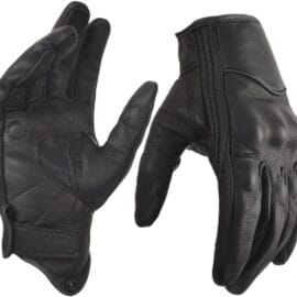 Men’s Black Leather Motorcycle Gloves – Touchscreen & Protective - XX-Large