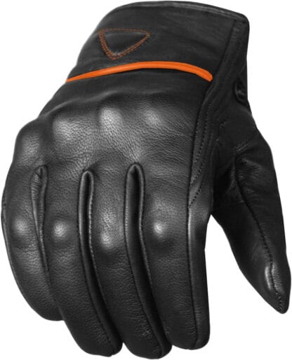 Premium Mens Leather Motorcycle Gloves | Touchscreen - Large, BlackOrange, Non Perforated