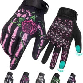 Motorcycle Riding Gloves with skull - options -touchscreen and grip