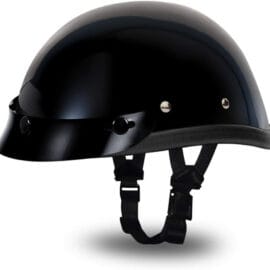 Novelty SOA Skid Lid | Skull Cap | Motorcycle Helmet - X-Large, Hi-Gloss Black, With Snaps