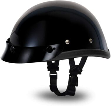 Novelty SOA Skid Lid | Skull Cap | Motorcycle Helmet - X-Large, Hi-Gloss Black, With Snaps