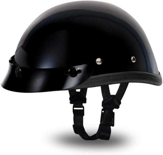 Novelty SOA Skid Lid | Skull Cap | Motorcycle Helmet - X-Large, Hi-Gloss Black, With Snaps