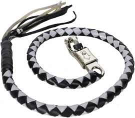 Braided Leather Biker Get Back Chords – 36 and 42 inches-Multiple Colors - 42inch, Black&Silver