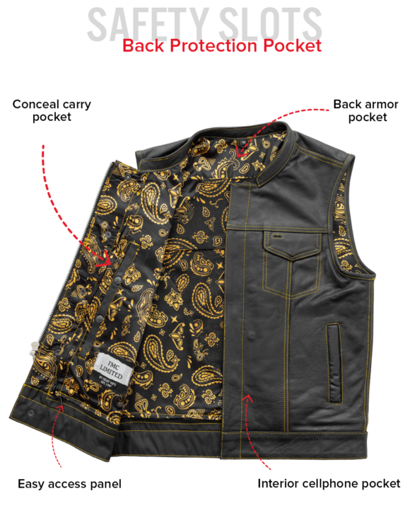 the cut mens motorcycle leather vest, multiple color options