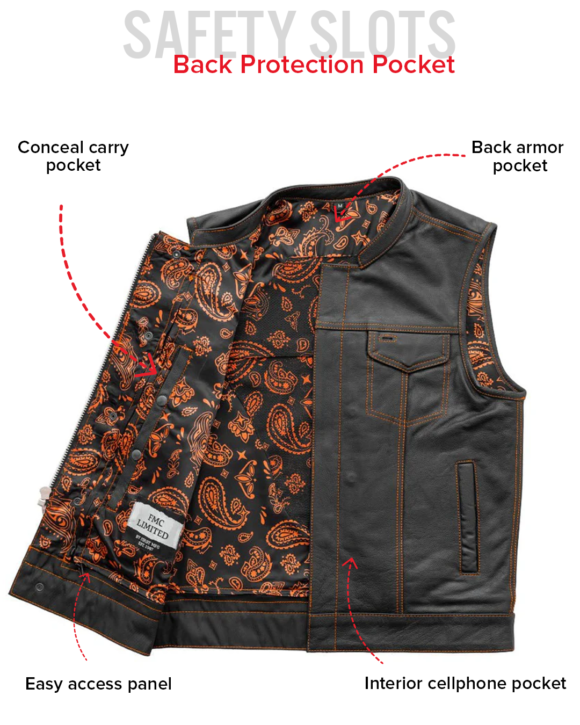 the cut mens motorcycle leather vest, multiple color options