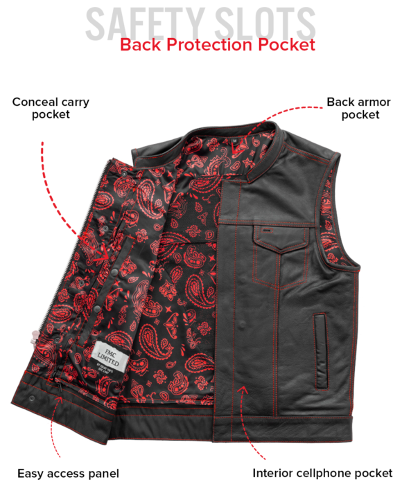 the cut mens motorcycle leather vest, multiple color options