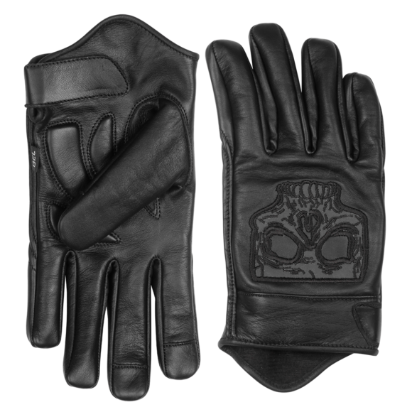 leather premium leather motorcycle glove riding gloves with reflective skull design gel palm | touchscreen capability