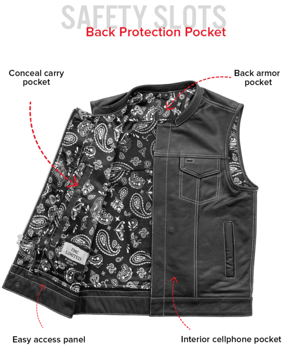 the cut mens motorcycle leather vest, multiple color options