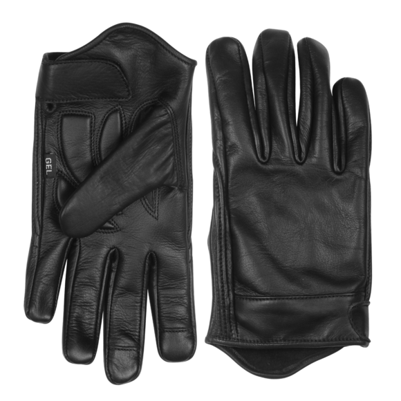 mens black gel palm riding leather gloves