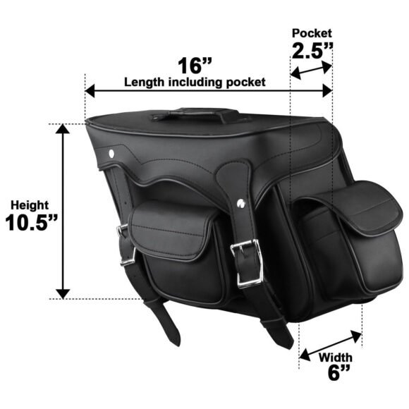 vance plain cruiser saddlebags durable pvc, water resistant, universal fit for honda, yamaha, kawasaki, indian, harley