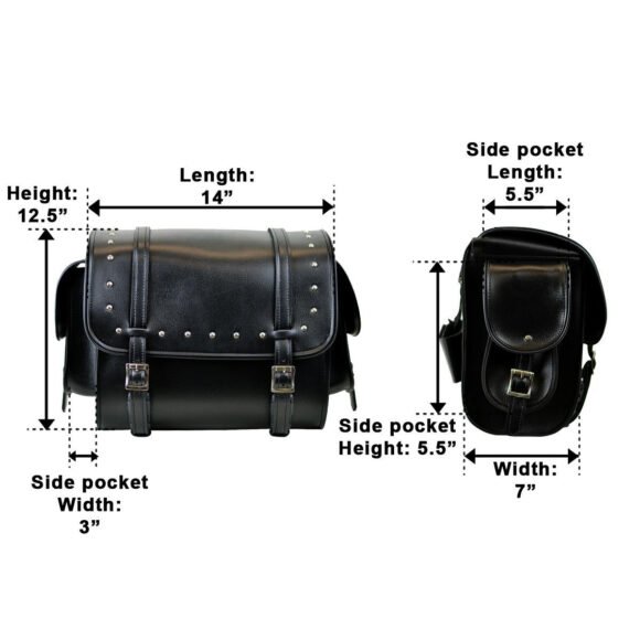 vance medium black studded backrest touring pack for harley davidson motorcycles