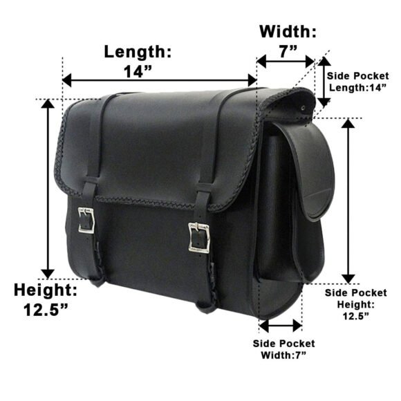 vance medium black braided sissy bar travel bag for harley davidson motorcycles