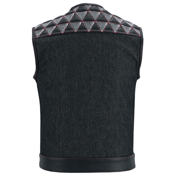 mens denim | leather motorcycle vest | conceal carry pockets