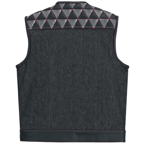 mens denim | leather motorcycle vest | conceal carry pockets