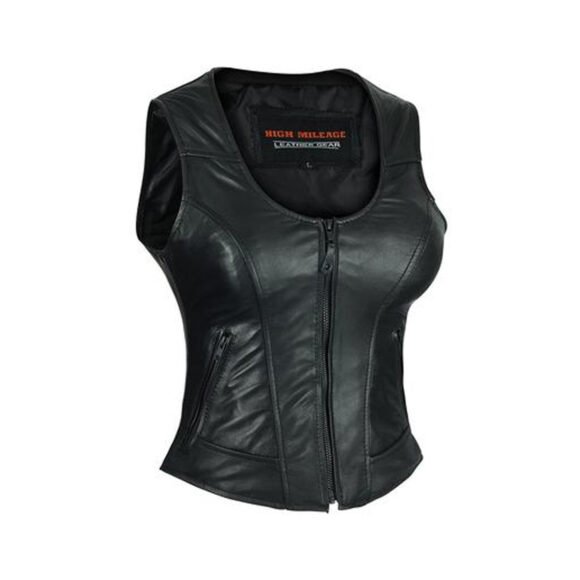 high mileage womens leather motorcycle vest