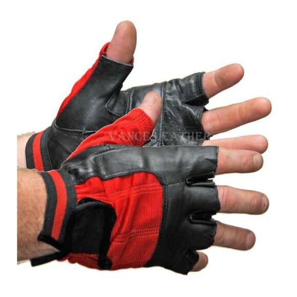 mens black shorty stretch leather gloves