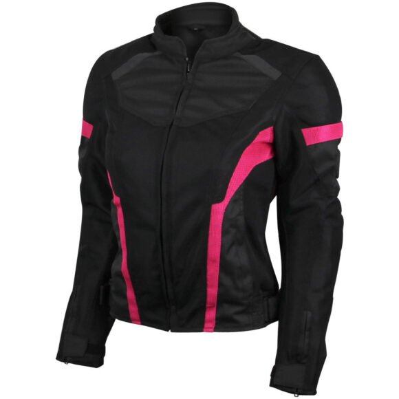 womens black pink mesh biker jacket | all weather season | ce armor