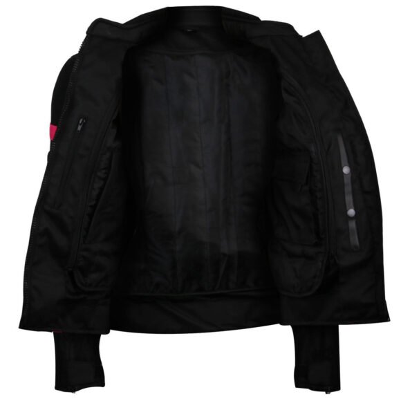 womens black pink mesh biker jacket | all weather season | ce armor