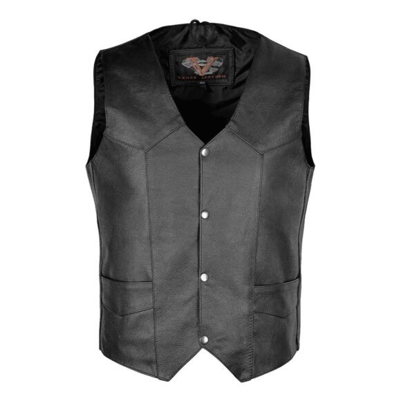 vance mens classic western black leather vest