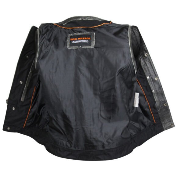 mens gray distressed leather biker club vest
