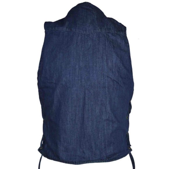 vance mens blue denim biker vest | ten pocket
