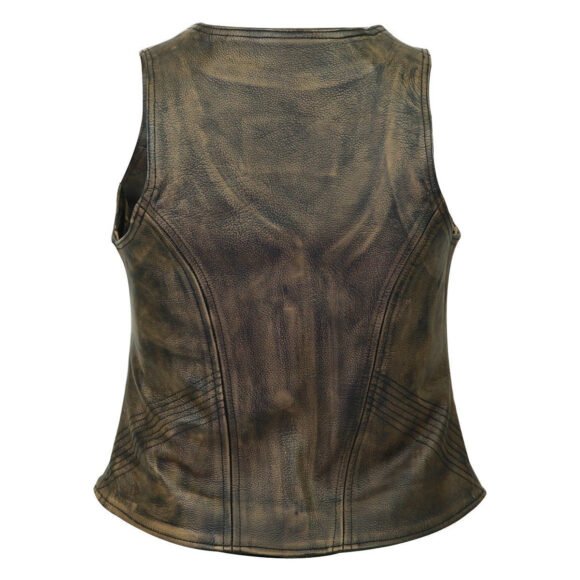womens distressed brown cowhide leather vest