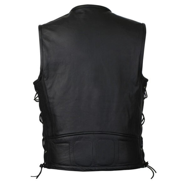 vance mens padded argyle black cowhide leather vest